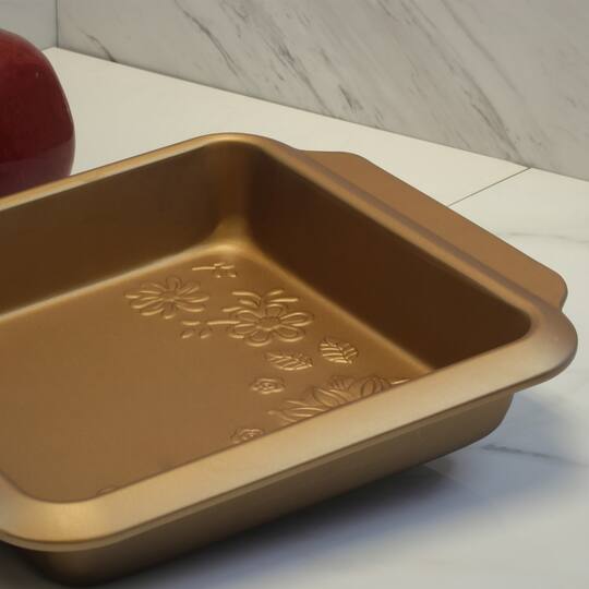 Gibson Country Kitchen 8" Embossed Square Copper Carbon Steel Bake Pan